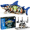 RyovSeno Mechanical Shark 687 PCS Building Set,Ideas Ocean Animal Building Block Toy with LED Lighting and Rotatable Link Components,Home Decor Gift