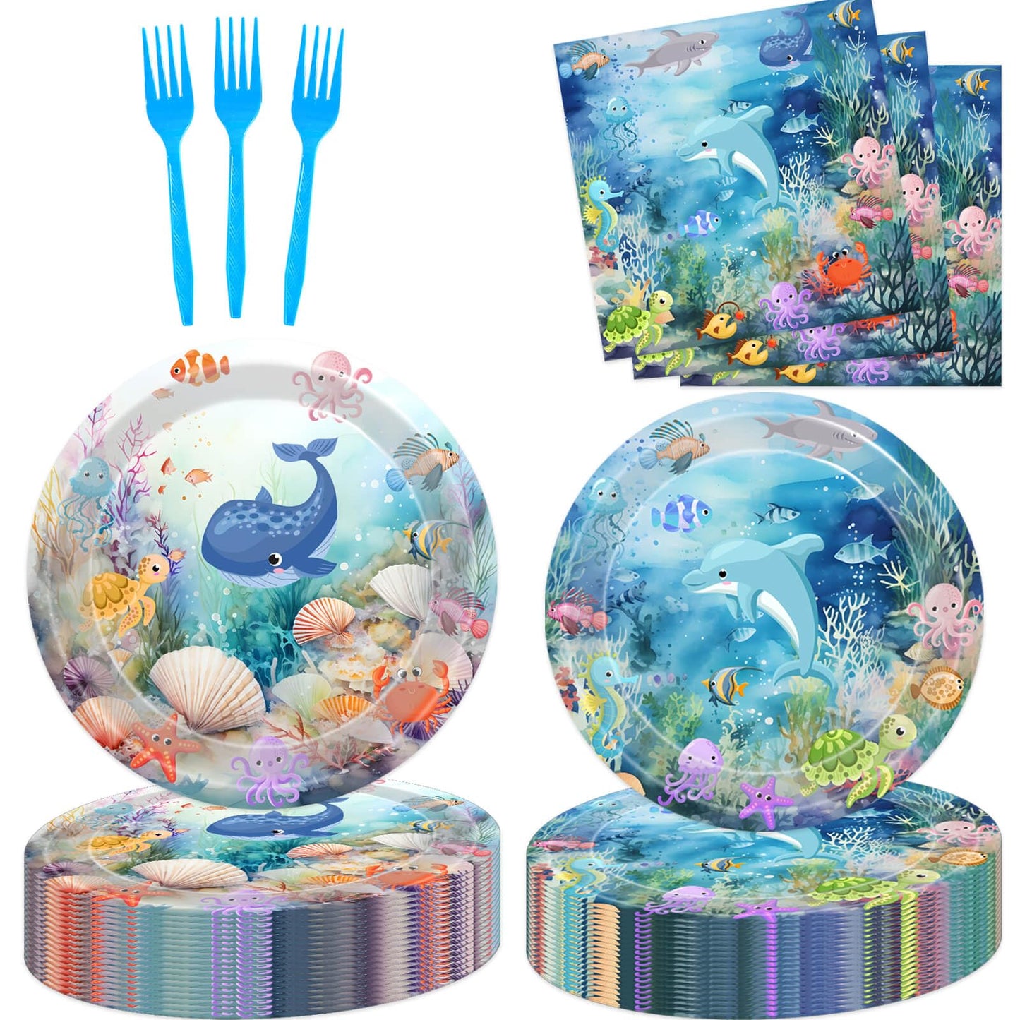 Ocean Under The Sea Party Paper Napkins 60pcs Ocean Party Decor Sea Animal Disposable Napkins for Underwater World Sea Life Theme Baby Shower 1st 2nd