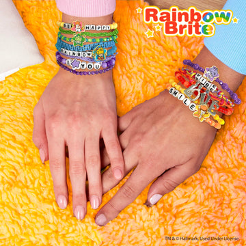 Rainbow Brite Jewelry Designer, Makes Over 20 Rainbow Friendship Bracelets, Includes Enamel Charms, Beads for Jewelry Making, Bead Storage Case