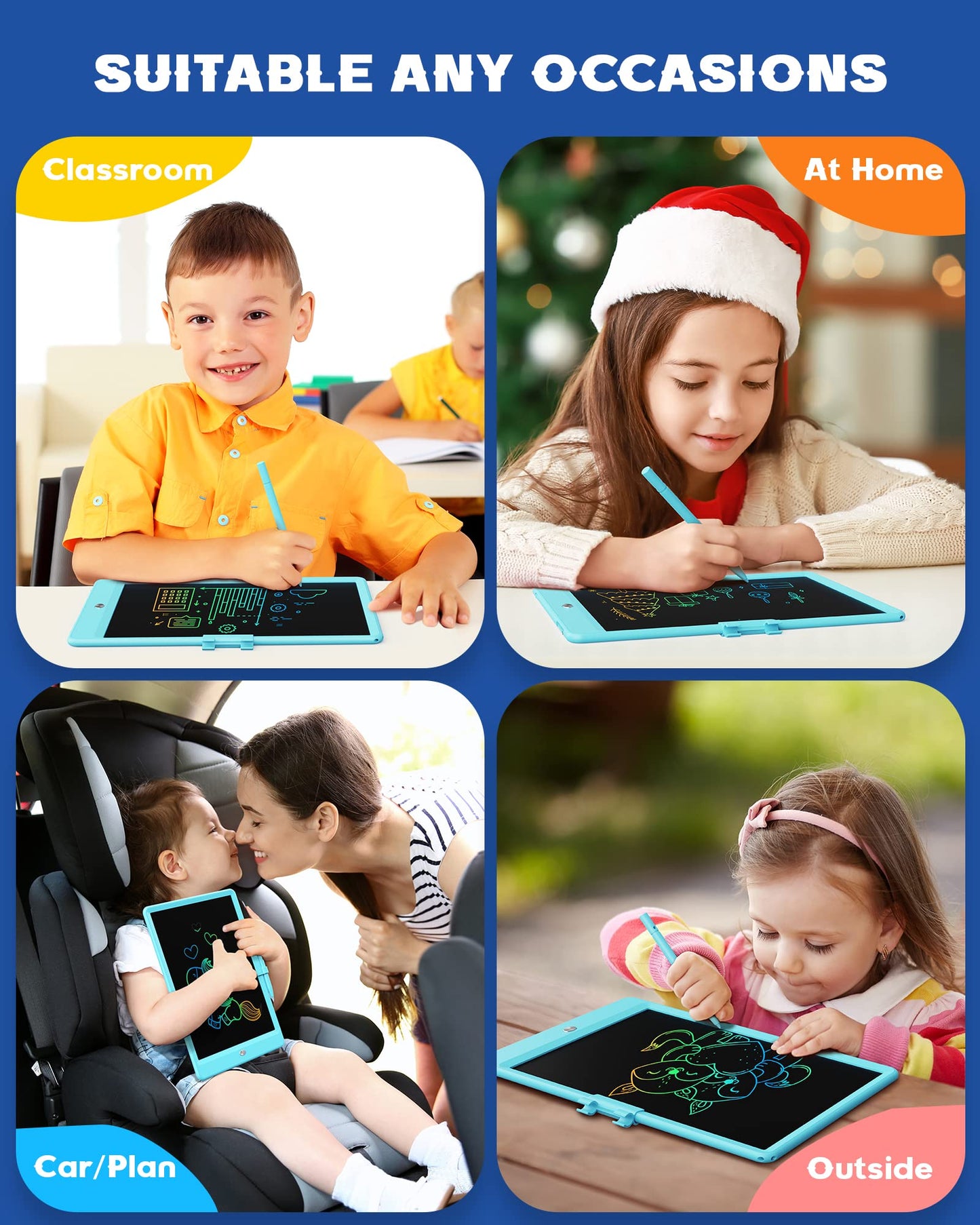 Bravokids Toys for 3-6 Years Old Girls Boys, LCD Writing Tablet 10 Inch Doodle Board, Electronic Drawing Pads, Educational Birthday Gift for 3 4 5 6 7