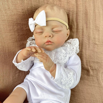 GUESSBELLY Vinyl Limbs Cloth Body 48 CM 19inch Reborn Baby Doll Baby Lifelike Doll Toy Birthday Gift Play House Toy (Sleeping Baby Doll)