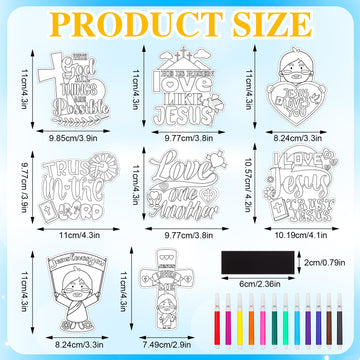 XEQWZVFR 40 Sets Christian Crafts for Kids Coloring Card Fridge Magnet Coloring Pen Religious Sunday School Craft Jesus Loves Me Color Your Own DIY