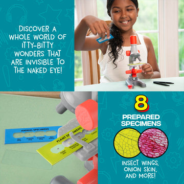 Wow in The World Kids’ Microscope & Biology Kit, Up to 720x Magnification, LED Illumination, Prepared & Blank Slides, Companion Audio Content