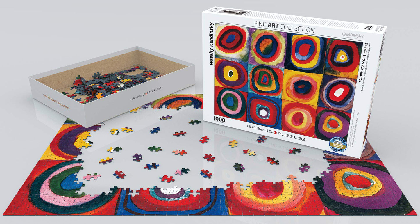 EuroGraphics Color Study of Squares and Circles, 1913 by Kandinsky Puzzle (1000-Piece), Model:6000-1323 , Red