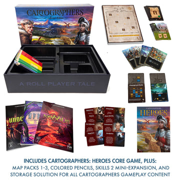 Cartographers Heroes: Collector's Edition | Board Game, 3 Expansions, & Storage Solution w/Organizer | Map Drawing Fantasy Strategy Family Game