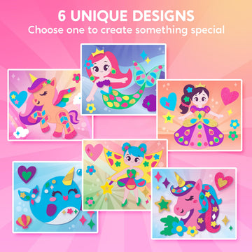 Klever Kits Foam Art Kit for Kids, EVA Foam Stickers with 6 Art Board and 800+ Stickers, DIY Arts and Crafts for Boys Girls Age 3+, Unicorns