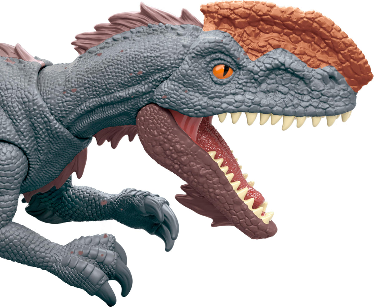 Mattel Jurassic World Strike Attack Dinosaur Toy with Single-Strike Action & Movable Joints, Monolophosaurus Action Figure Includes Digital Play