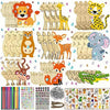 ShaoAngDuoMi 27PCS Paint Your Own Wooden Animal Crafts Kit - DIY Unfinished Wood Ornaments for Kids with Paint Pens & Stickers, Outdoor Art Activity