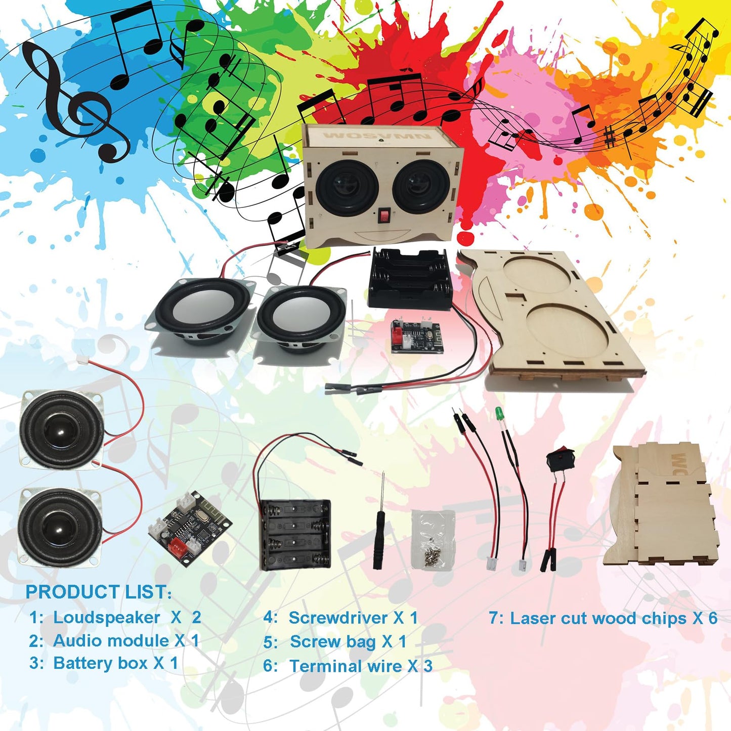 Craft Kit Speaker Circuits - Speaker Electronic Engineering Toys,Build Speaker Kit,DIY Bluetooth Speaker Build Personalized Wood Case Speaker