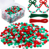 800 Pieces Christmas Pony Beads Plastic Pony Beads and 50 Pieces Christmas Pipe Cleaners Chenille Stems for Xmas Decorations DIY Crafts Jewelry Making