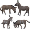 JOKFEICE Animal Figures 4pcs Plastic Gray Donkey Family Animals Action Model Science Project, Learning Educational Toys, Birthday Gift, Cake Topper