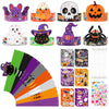 Sealmic 24 Set Halloween Crown Headband Paper Adjustable Hats with Elastic Bands with Themed Stickers Activities Party Favors Pumpkin Ghost Bat