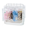 Treayes Doll Clothes Organizer with 20 PVC Clear Bags - Detachable Hanging Rack with Tiered Design & 20 Hooks, Wardrobe Storage for 7 Inch Fashion