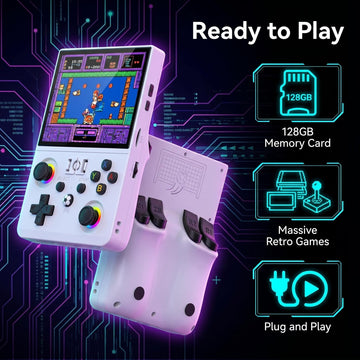 Newest R36MAX II 4.5" Retro Handheld Game Console, 128GB Portable Device(White)