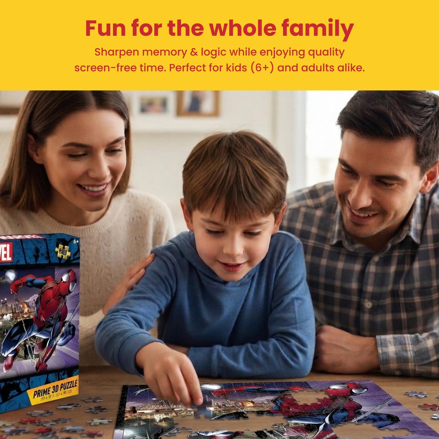Prime 3D | Marvel | Spider-Man | 500 Piece 3D Jigsaw Puzzle for Adults & Kids | Finished Size 24" x 18" | Challenging & Fun for Adults, Kids