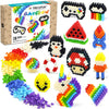 Tricofun 500PCS Rainbow Soft Silicone Building Blocks - STEM Educational Toys for Kids Age 6-12, Stress Relief Fidget Blocks for Boys & Girls
