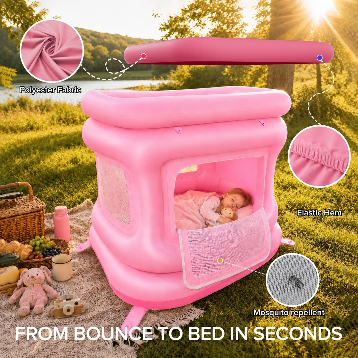 Uoyess 4 in 1 Inflatable Bounce House for Toddler 1-3 with Shade Cover