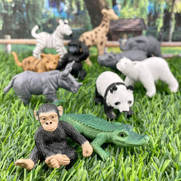 Safari Ltd. Zoo Babies TOOB - 11 Figurines: Zebra, Panda, Hippo, Chimpanzee, Rhino, Alligator, Gorilla, Elephant, Tiger, Polar Bear, Giraffe