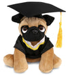 DolliBu Pug Dog Graduation Plush Toy - Super Soft Graduation Stuffed Animal Dress Up with Gown and Cap with Tassel Outfit - Gift with Personalization