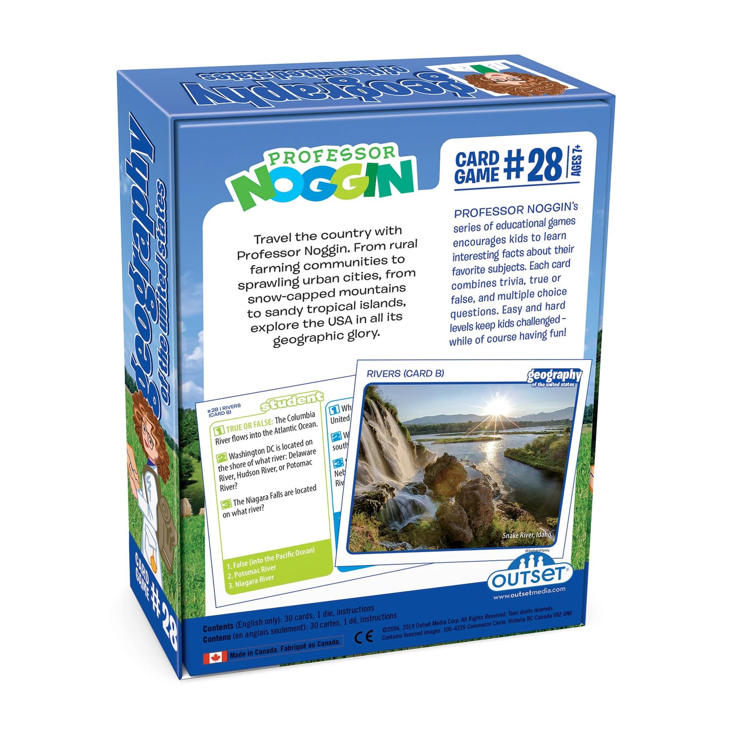 Outset Media Professor Noggin's Geography of The United States Trivia Card Game - an Educational Based Card Game for Kids - Trivia, True or False,