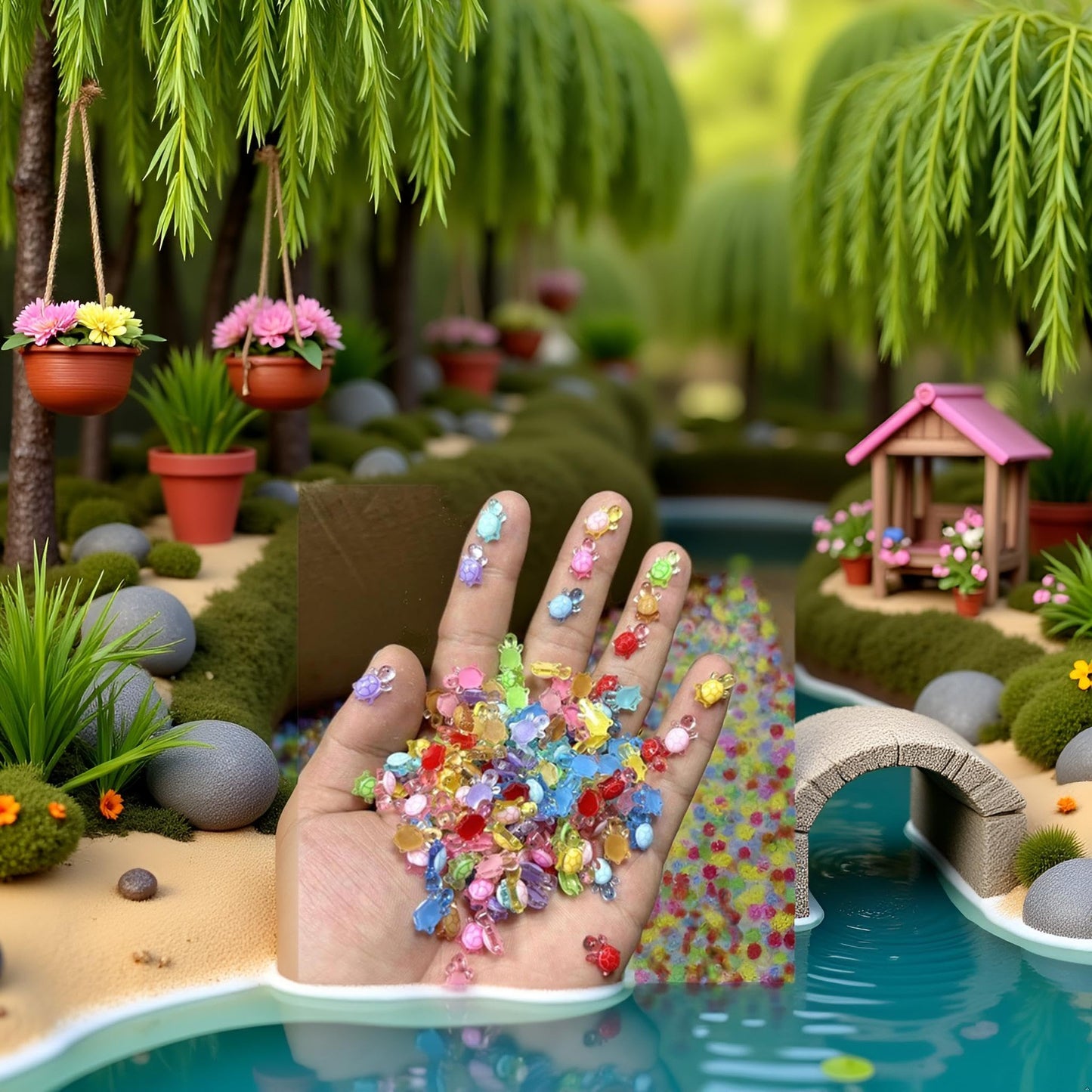 100 Pcs Colorful Resin Turtles for Crafts Dollhouse Miniatures,Mini Resin Turtles Toy,Mini Animals,for DIY Craft Garden?Landscape?DollhousePotted