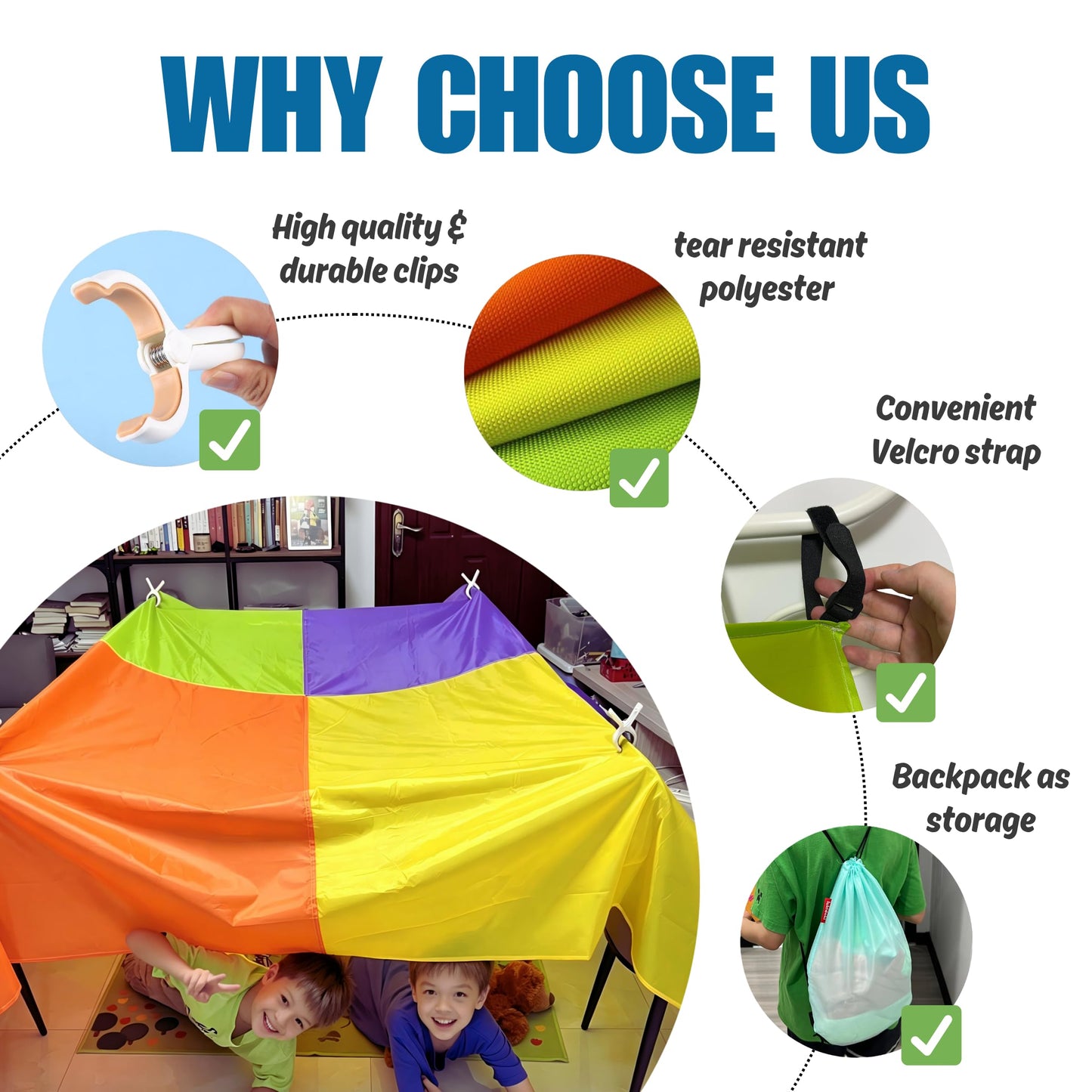 Blanket Fort Building Kit for Kids, Make a Portable Playhouse, Large Blanket and Clips, Magic Play Tent Boys Girls Indoor Outdoor Build Set, STEM