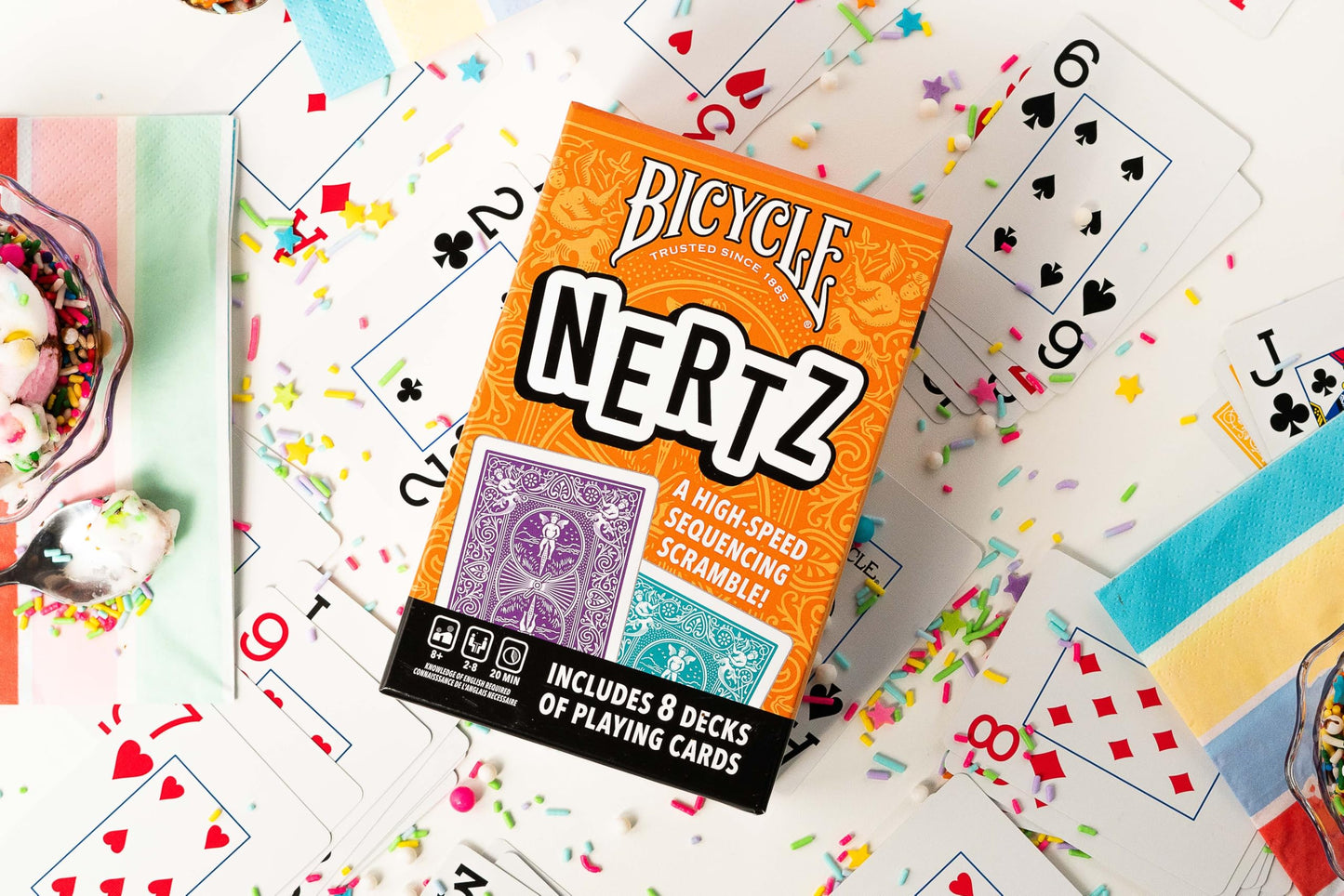 Bicycle Nertz Card Game (Solitaire) , 8 Decks of Jumbo Index Playing Cards, Fast-Paced Multiplayer Family Card Game for Kids and Adults, Classic