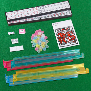 Nouva American Mahjong Mah Jongg Set - Complete Kit 166 Quality White Tiles Western Mah Jongg Tile Set, 4 All-in-One Color Rack/Pushers with Carrying