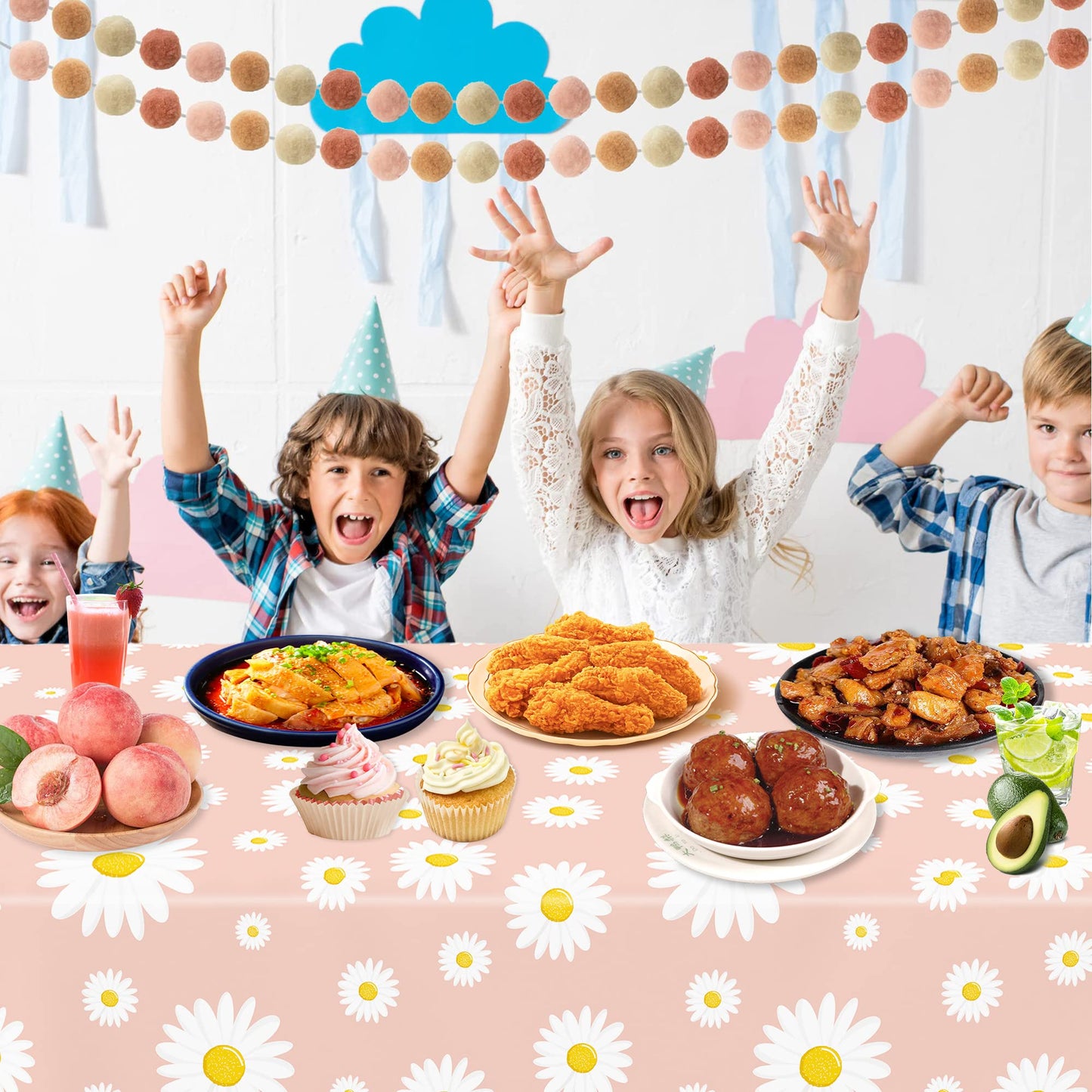 3 Pack Daisy Tablecloth Daisy Flower Birthday Party Decorations for Girls Disposable Plastic Groovy Table Cloth Groovy Retro Hippie Party Table Cover