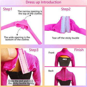 BLIJOLA 4 Sets Doll Clothes for 11.5 inch Girls Dolls, 11Pcs Summer Simple Black Dresses Style Outfits Including Shoes & Bags Clothing Accessories