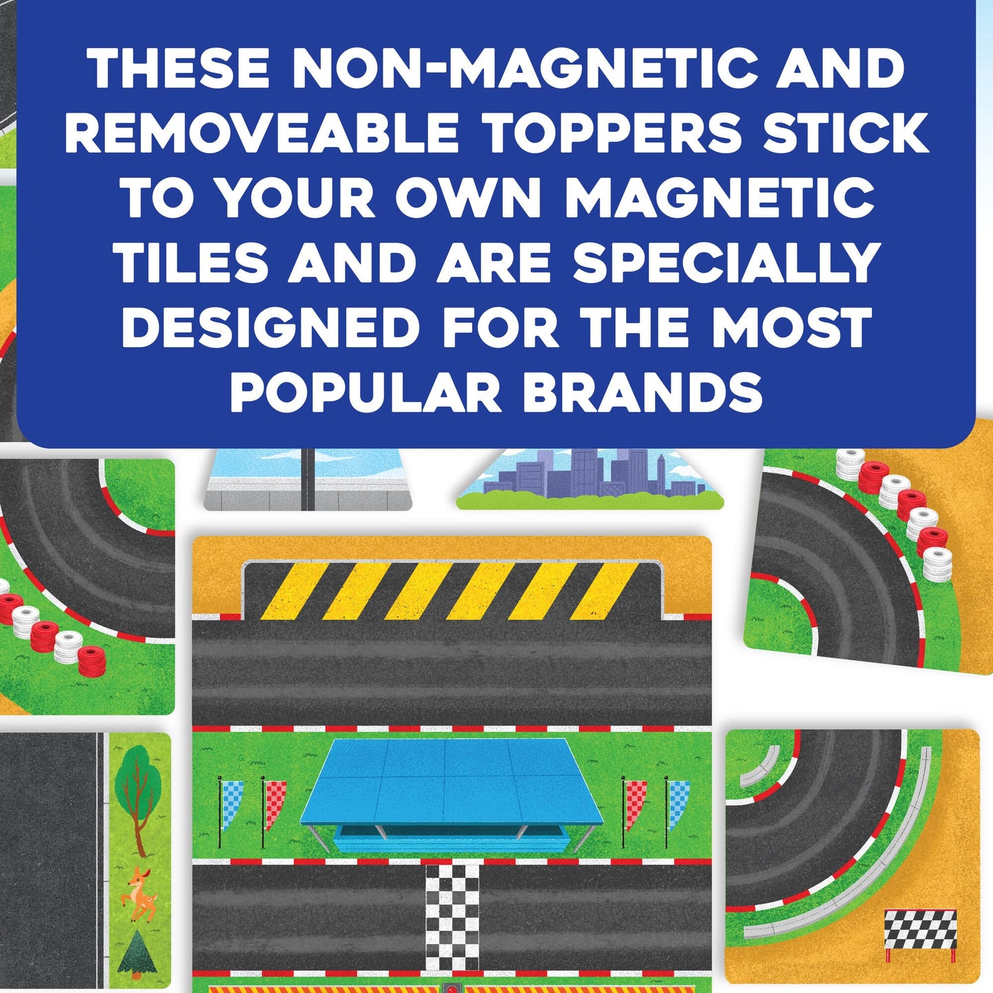 MindWare Flip Formers: Roads - Transform Your Existing Magnetic Building Tiles with These Foil Tile Toppers
