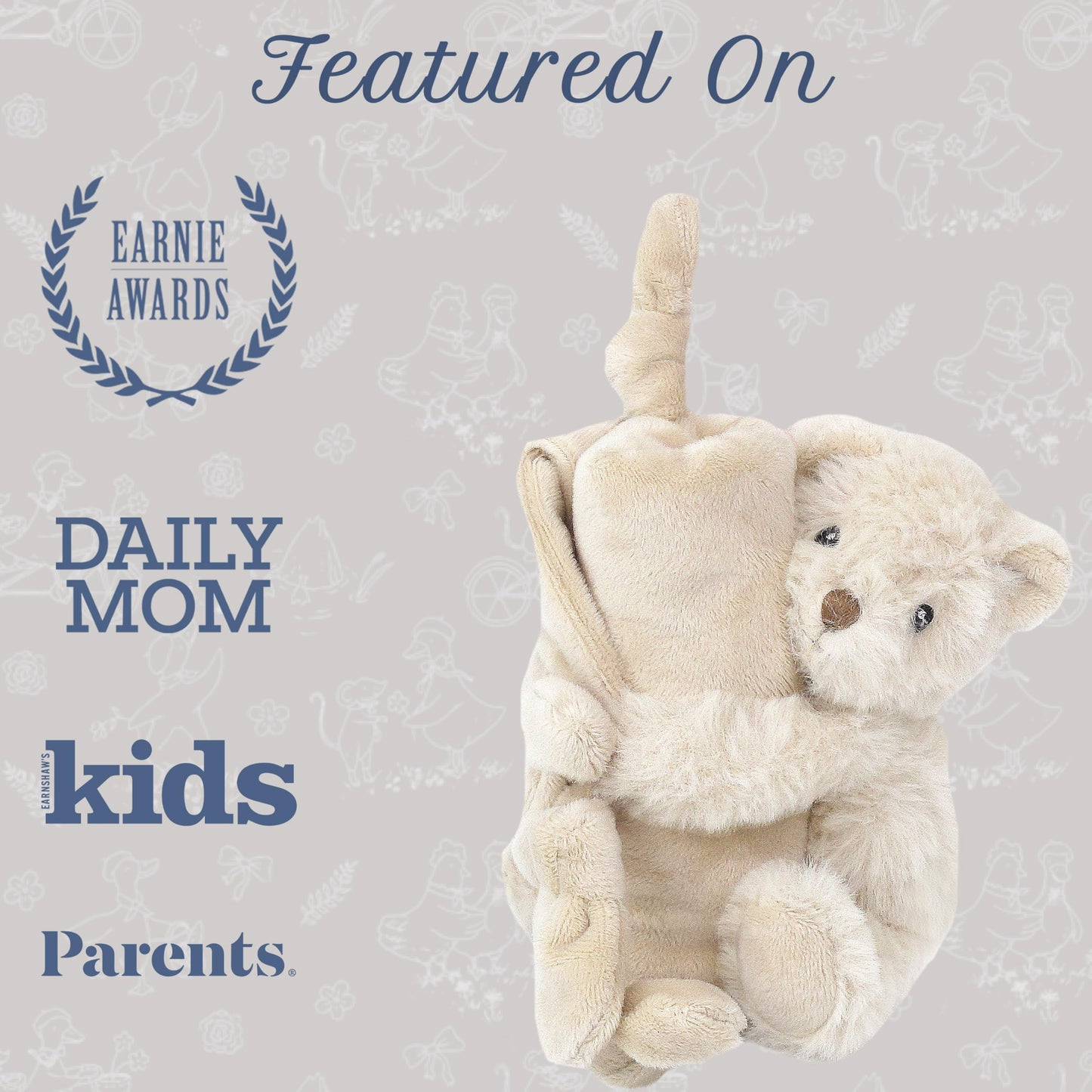 MON AMI Huggie The Bear Plush Lovey, 13.5-Inch Knotted Security Blanket