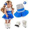 Ice Skating Doll Outfit for 18-Inch Dolls - 4-Piece Sparkle Winter Dress Set -Fits American Girl and Our Generation- Includes Sequin Skating Dress