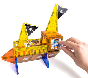 Tytan Tiles Pirate Ship & Island 60-Piece Magnetic Tiles Building Set, Fun Kids’ STEM Toy, Creative Play, Shape & Pattern Recognition, Fine Motor