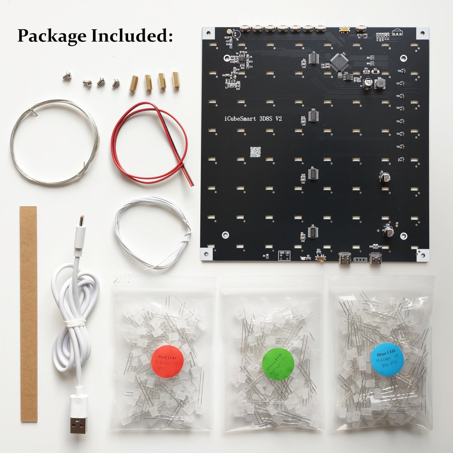 iCubeSmart 3D Led Cube DIY Electronics Kit 8x8x8 Led Cube DIY Soldering Project Kit(3D8S-MULTI)