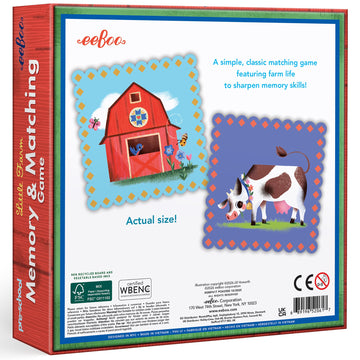 eeBoo Little Farm Memory & Matching Game, Ages 3+, 1-4 Players