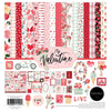 Echo Park Paper Co. My Valentine Collection Kit - 12x12 Double-Sided Paper & Stickers Set for Scrapbooking, Valentine's Card Making, DIY Crafts