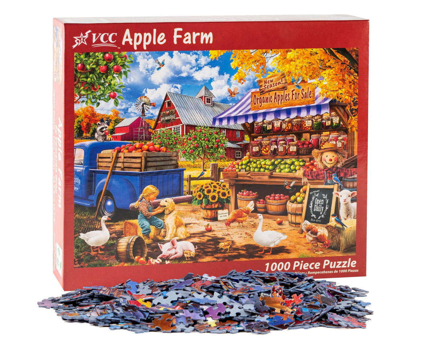 Apple Farm Jigsaw Puzzle 1000 Piece by Vermont Christmas Company - Puzzles for Adults & Families - Fully Interlocking & Randomly Shaped Pieces - 26