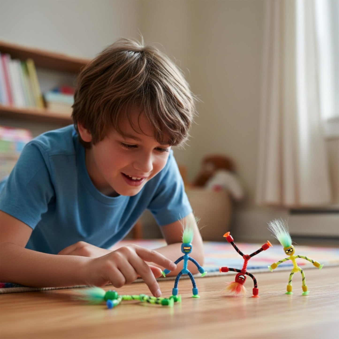 Zing RopeBot Suction Toy - Robot Action Figure with Strong Suction Hands & Feet | Engaging Sensory Play & Window Climber | Quiet Travel Toy for Car