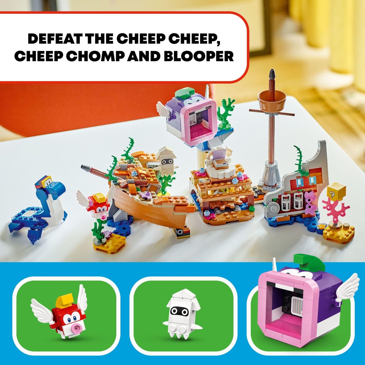 LEGO Super Mario Dorrie's Sunken Shipwreck Adventure Expansion Set, Super Mario Collectible Toy for Kids with Cheep Cheep, Cheep Chomp and Blooper