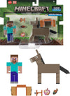 Mattel Minecraft Action Figures & Accessories 2-Pack, Steve & Donkey in 3.25-inch Scale, Collectible Toy Set