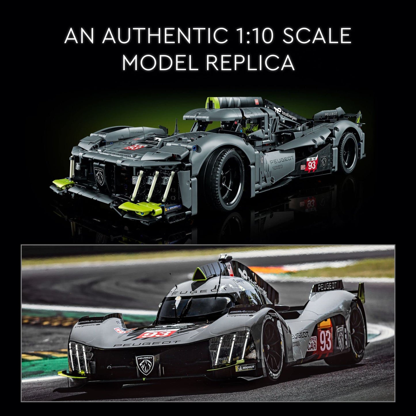 LEGO Technic Peugeot 9X8 24H Le Mans Hybrid Hypercar 42156 Collectible Race Car Building Kit for Adults and Teens, 1:10 Scale Racing Car Model, Gift