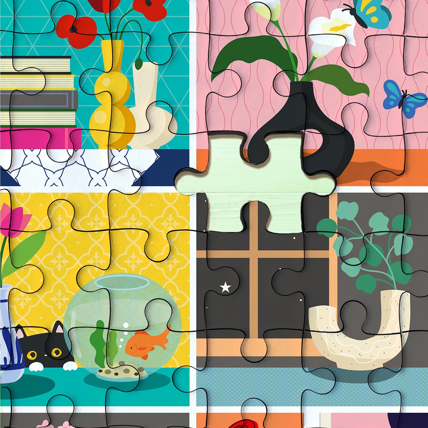 Re-marks Fresh Blooms Collage Puzzle, 1000-Piece Jigsaw Puzzle for All Ages