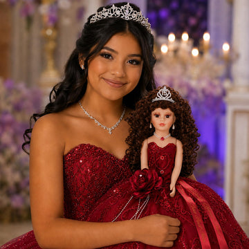 18” Quinceañera Last Doll with Umbrella Dress Stand - Última Muñeca Mis Quince Años Keepsake, Traditional Hispanic Mis 15 Doll, Ceremony & Table