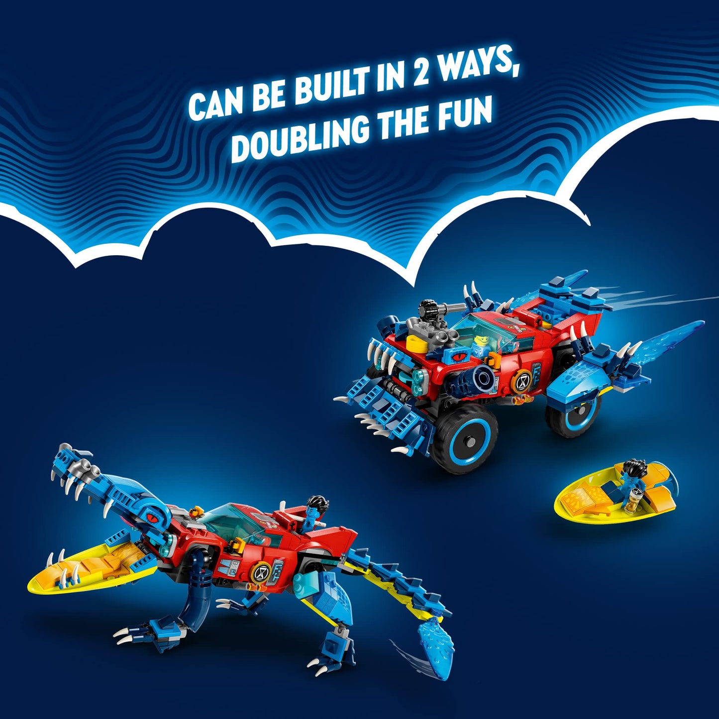 Lego 71458 DREAMZzz Crocodile Car Toy 2-in-1 Build a Dream Monster Truck or Car with Cooper, Jayden and Night Hunter, Gift for Kids, Boys and Girls