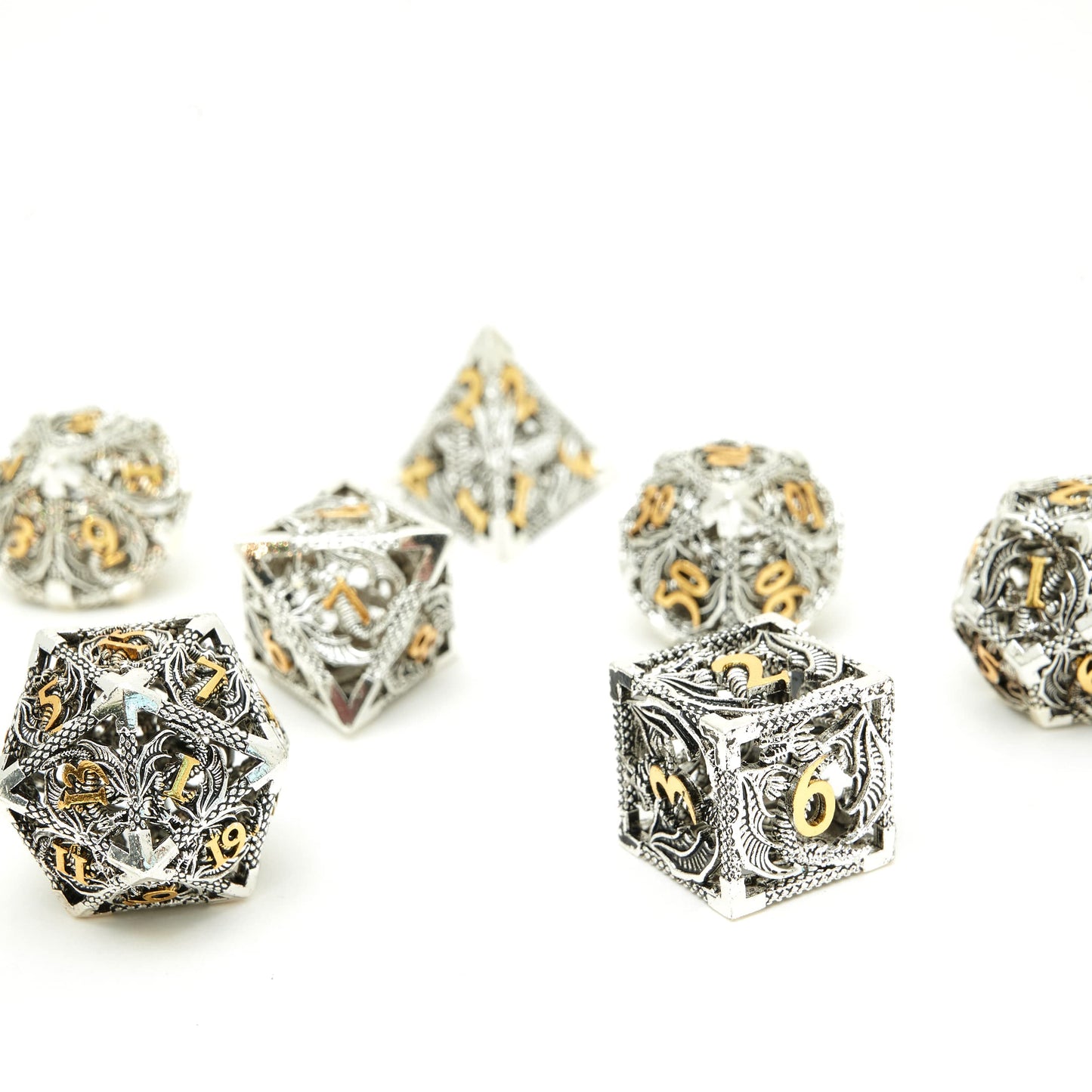 DND Dice Set Metal Dice Dungeons and Dragons Dice Gift Polyhedral Dice Set Role Playing Dice D20 Hollow Polyhedral Dice Set for Dungeons and Dragons