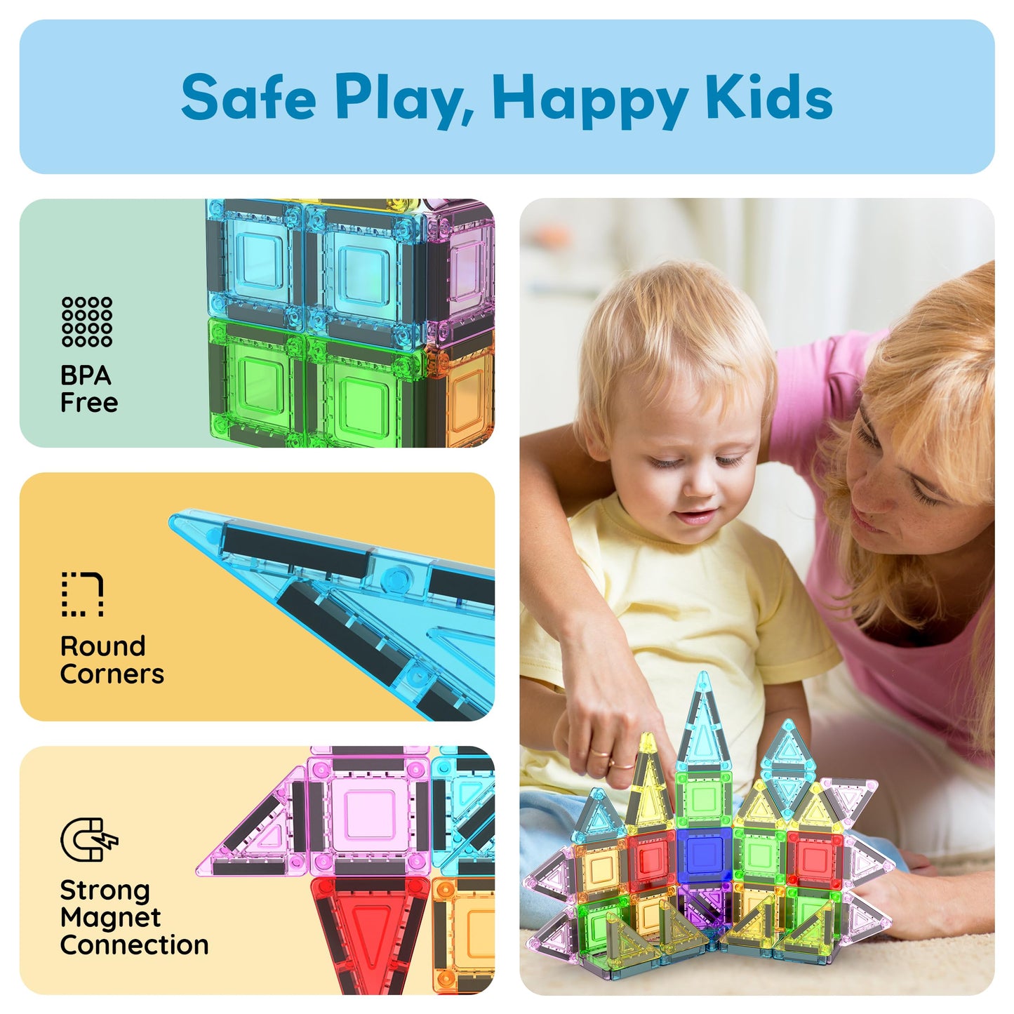 PicassoTiles 40pc Nano Mini Magnetic Tile Construction Building Blocks Travel Toy Set with Storage Case STEM Educational Fun Learning Magnet Tiles