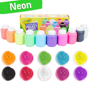 Crayola Washable Kids Paint, 10 Neon Paint Colors, 2 Oz Bottles, Gift