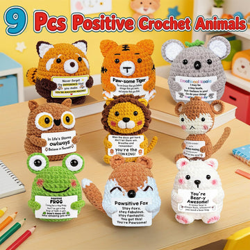 Positive Crochet Animals with Support Messages Knitted Plush Stuffed Animal Bulk Inspiration Gifts for Men Women Teens Teacher Small Ends of School