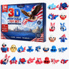 24 Pack 3D Printed Animal Figurines Set, Mini Articulated Collectible Toys, Cute Desk Pets and Fidget Toys, Patriotic Holiday Gifts, Party Favors